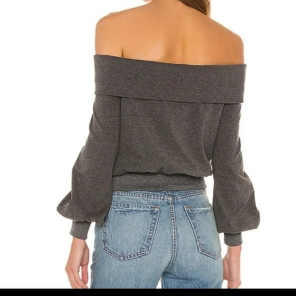 Privacy Please Top Off The Shoulder Charcoal Gray Knit Top Blouse Sz XS - Picture 10 of 10